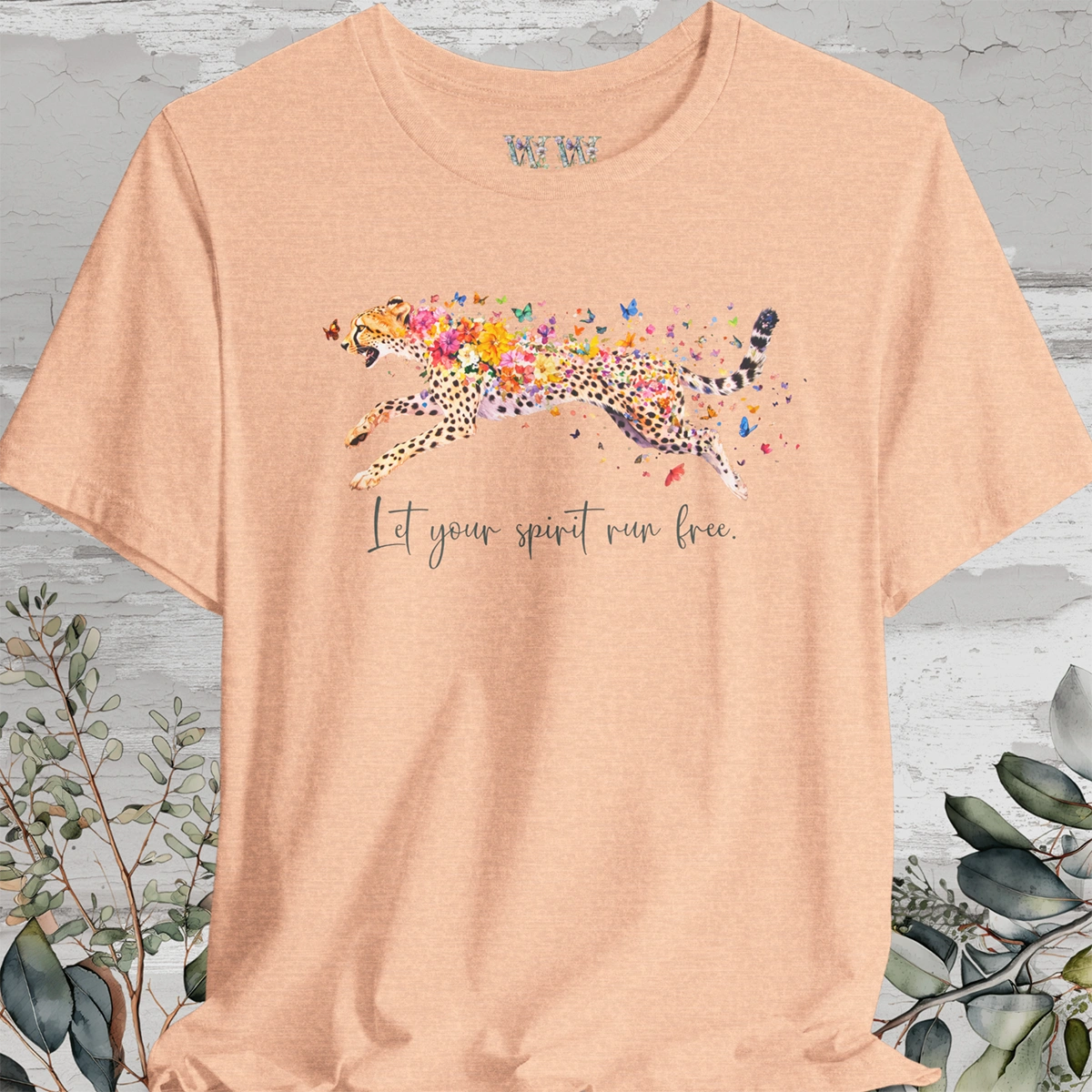 Cheetah "Let your spirit run free" Unisex T shirt