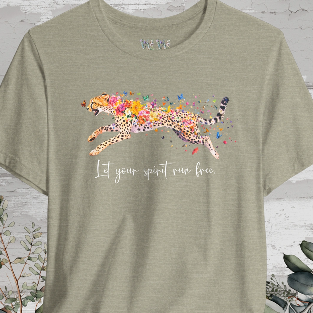 Cheetah "Let your spirit run free" Unisex T shirt