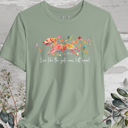 Chiweenie 'Live like the gate was left open' T shirt