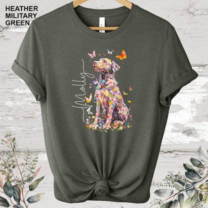 Chocolate Labrador Floral Personalized T-shirt.