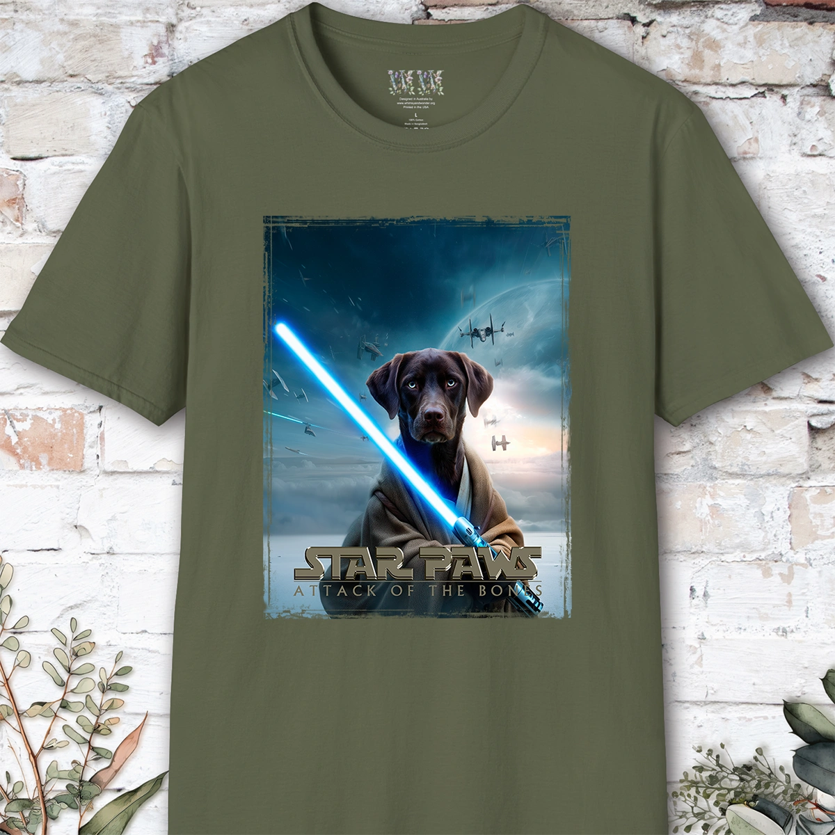 Chocolate Labrador Star Paws Unisex T shirt