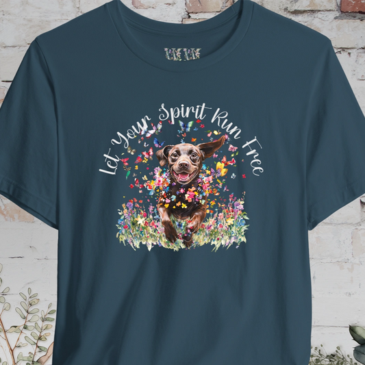 Chocolate Labrador 'Let your spirit run free' T shirt