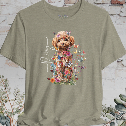 Chocolate Miniature Poodle #2 Floral Personalized T shirt