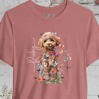 Chocolate Miniature Poodle #2 Floral Personalized T shirt
