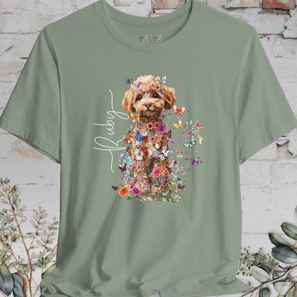 Chocolate Miniature Poodle #2 Floral Personalized T shirt