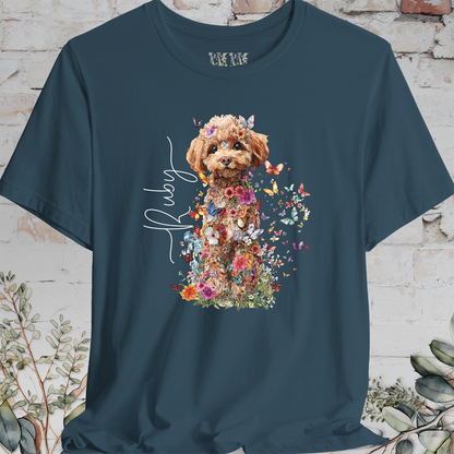 Chocolate Miniature Poodle #2 Floral Personalized T shirt