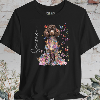 Chocolate Poodle Floral Personalized T shirt