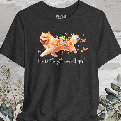 Chow Chow #1 "Live like the gate was left open" Unisex T shirt