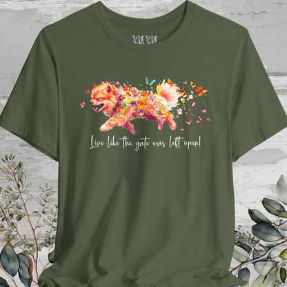 Chow Chow #2 "Live like the gate was left open" Unisex T shirt