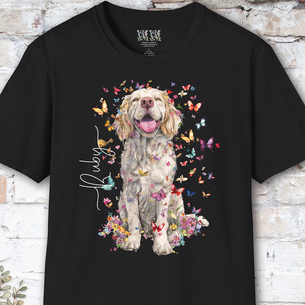 Clumber Spaniel Floral, unisex T-Shirt