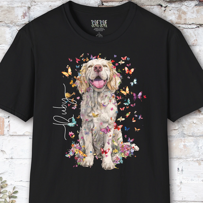 Clumber Spaniel Floral, unisex T-Shirt