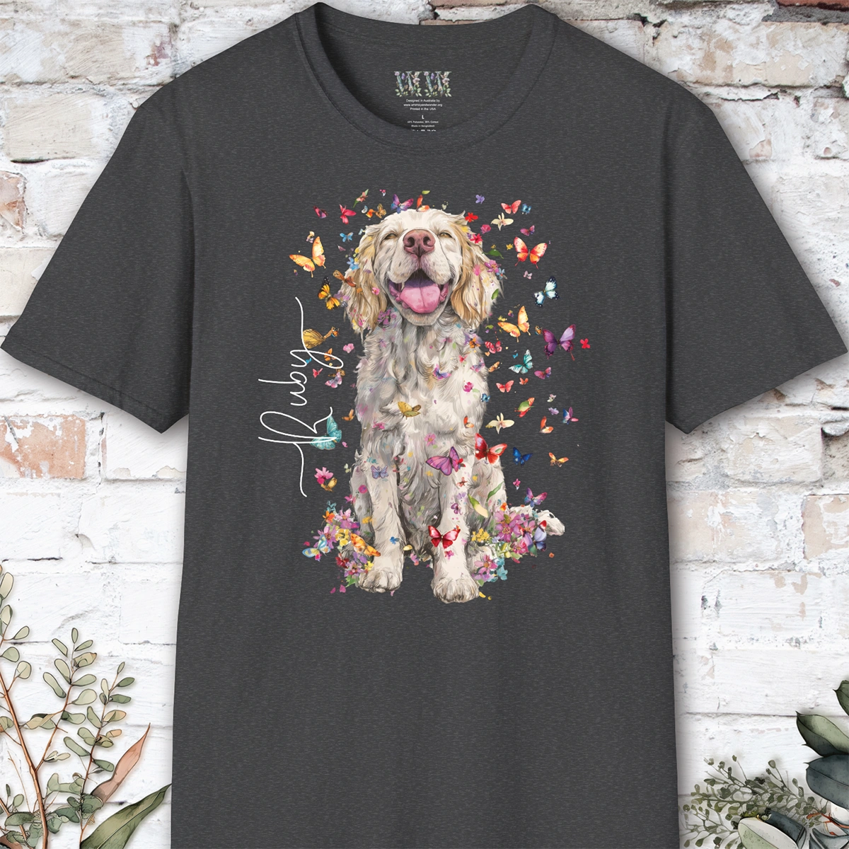 Clumber Spaniel Floral, unisex T-Shirt