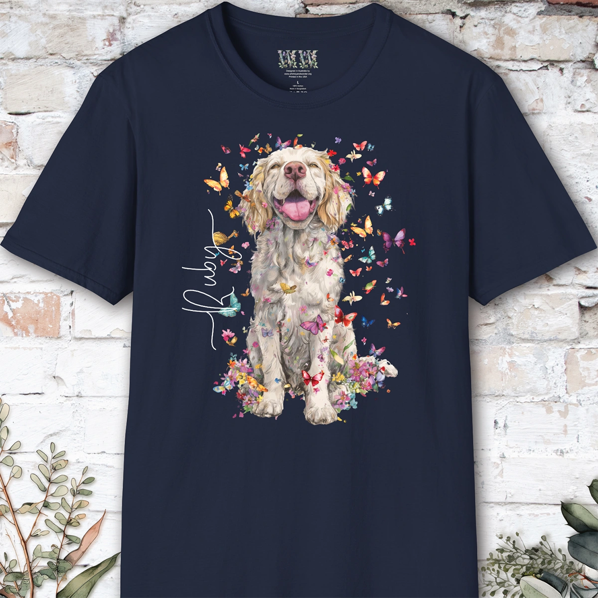 Clumber Spaniel Floral, unisex T-Shirt