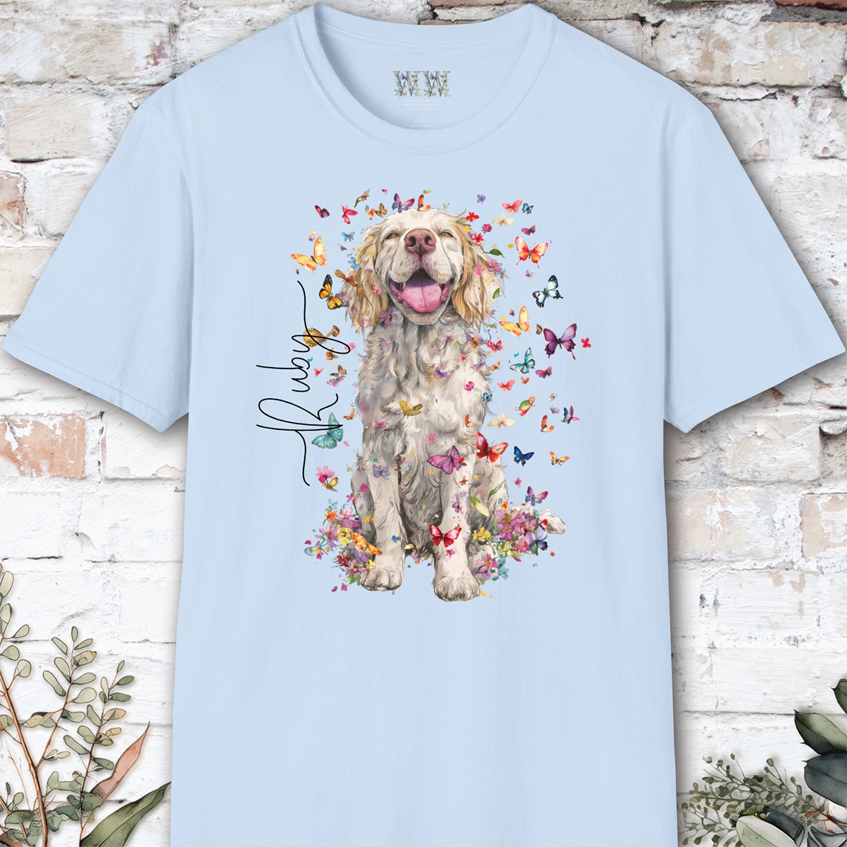 Clumber Spaniel Floral, unisex T-Shirt