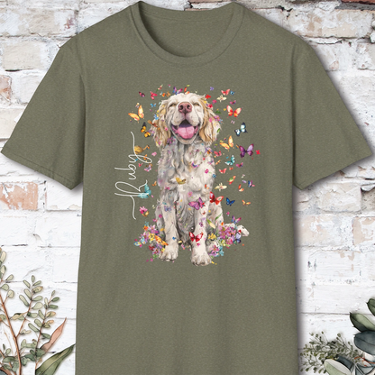 Clumber Spaniel Floral, unisex T-Shirt