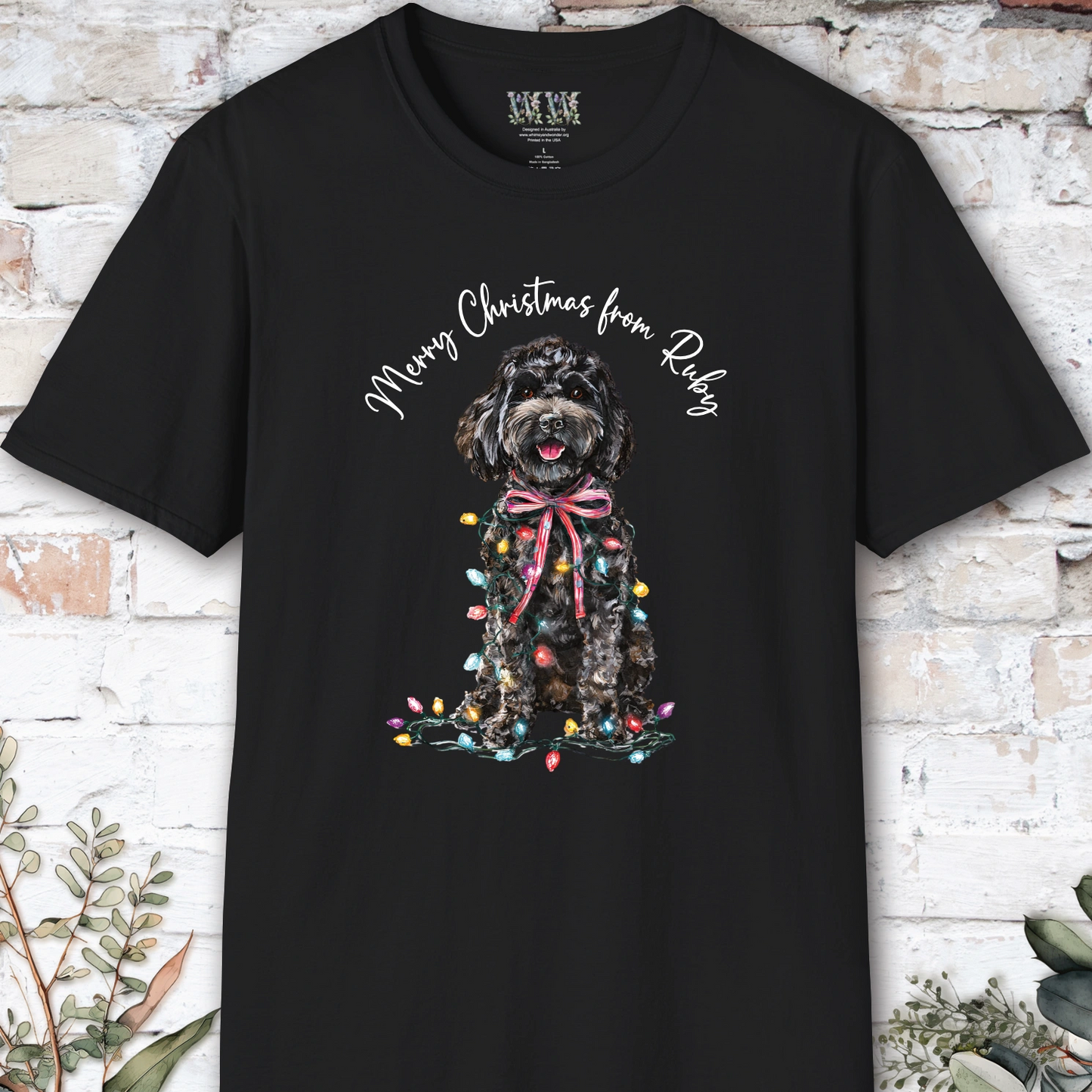 Cockapoo/Cavoodle Fairy Lights personalized Christmas T shirt.