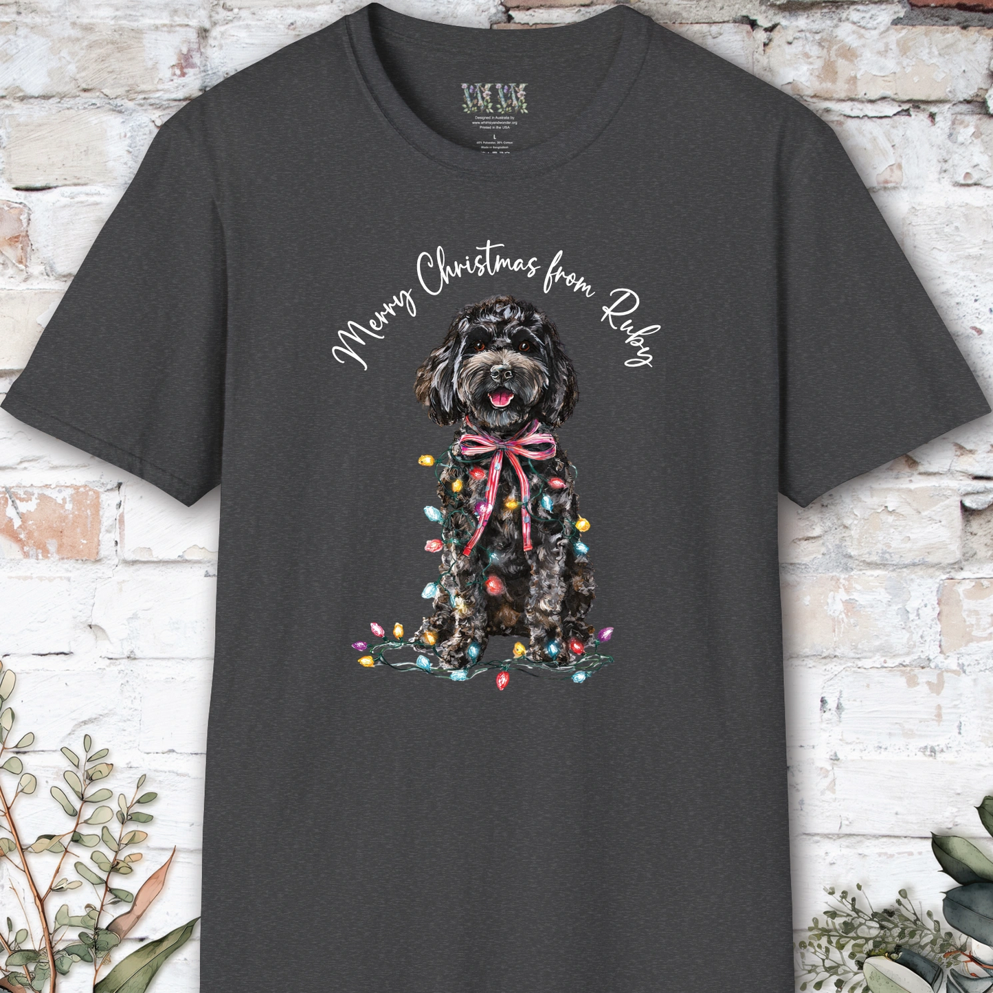 Cockapoo/Cavoodle Fairy Lights personalized Christmas T shirt.