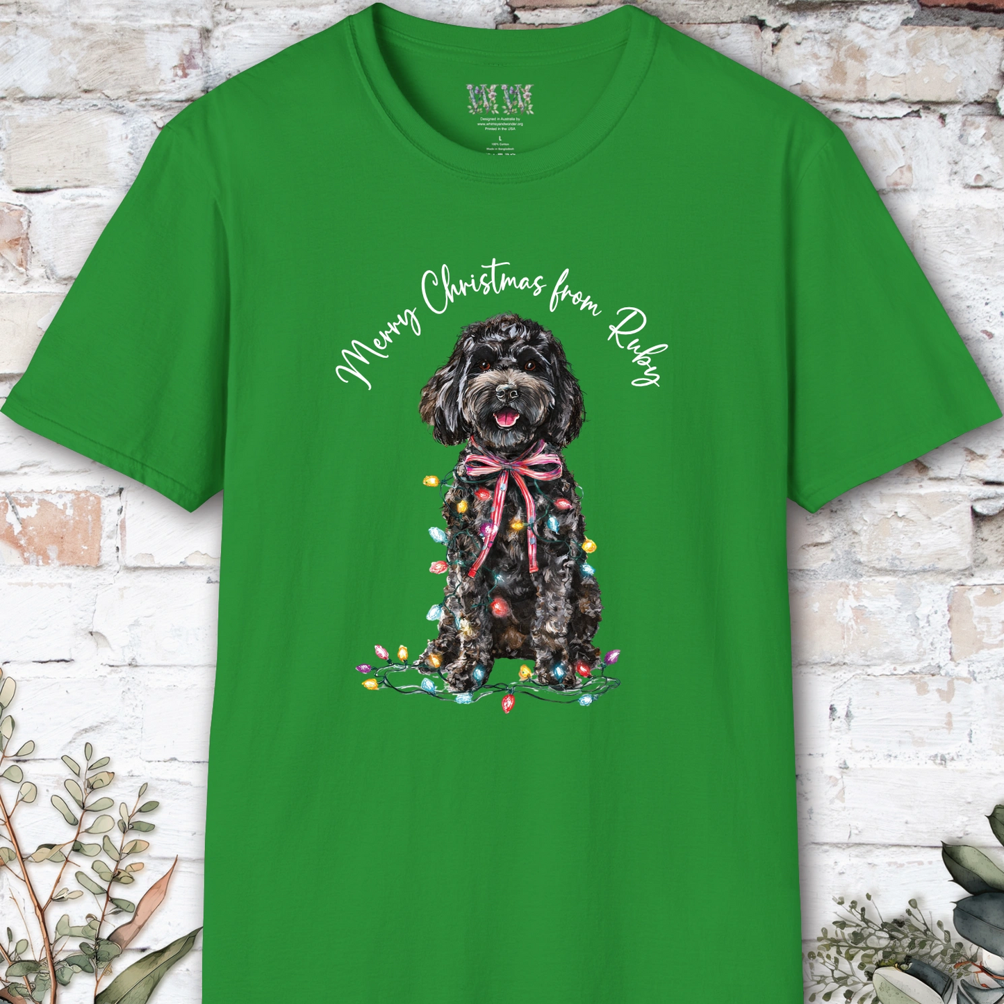 Cockapoo/Cavoodle Fairy Lights personalized Christmas T shirt.
