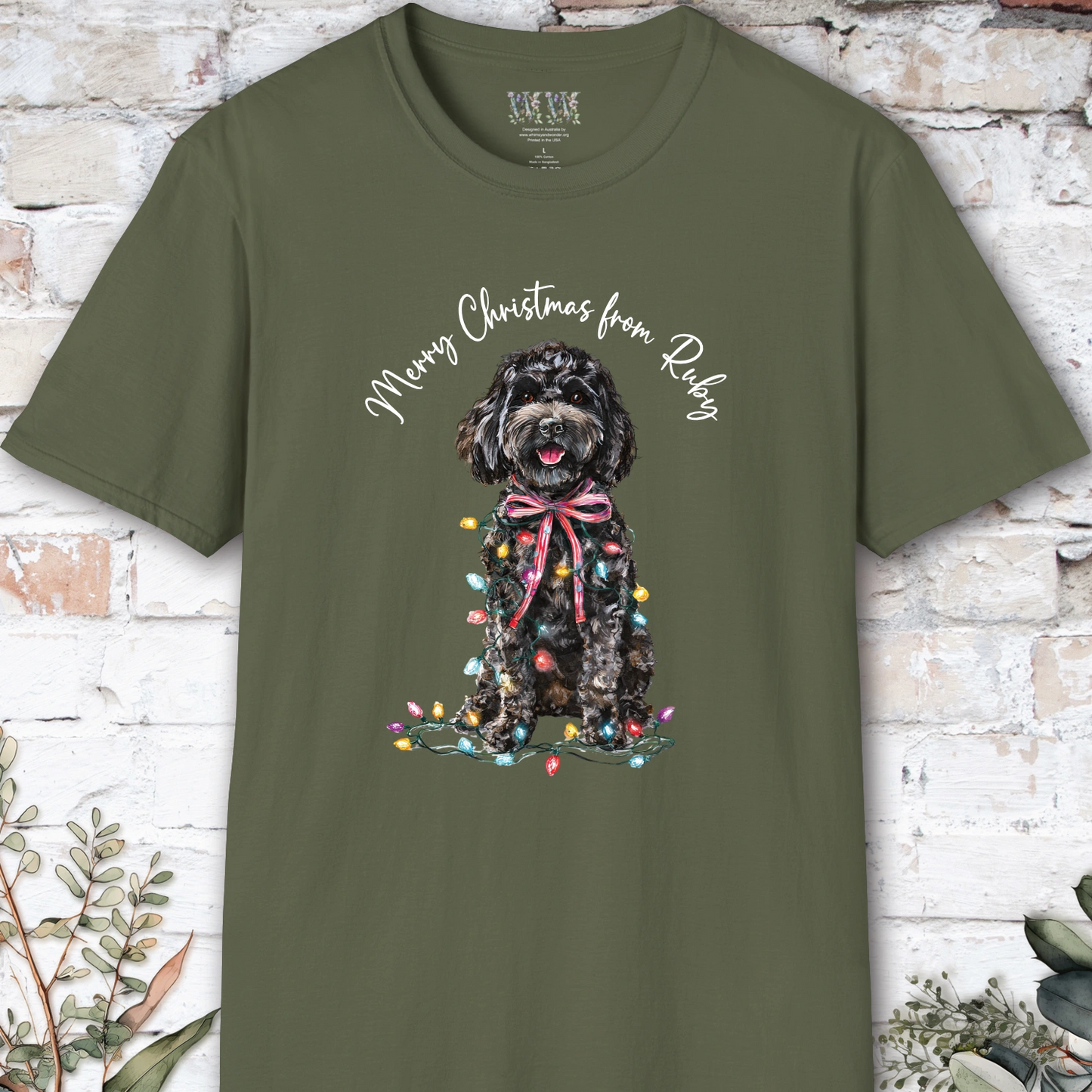 Cockapoo/Cavoodle Fairy Lights personalized Christmas T shirt.