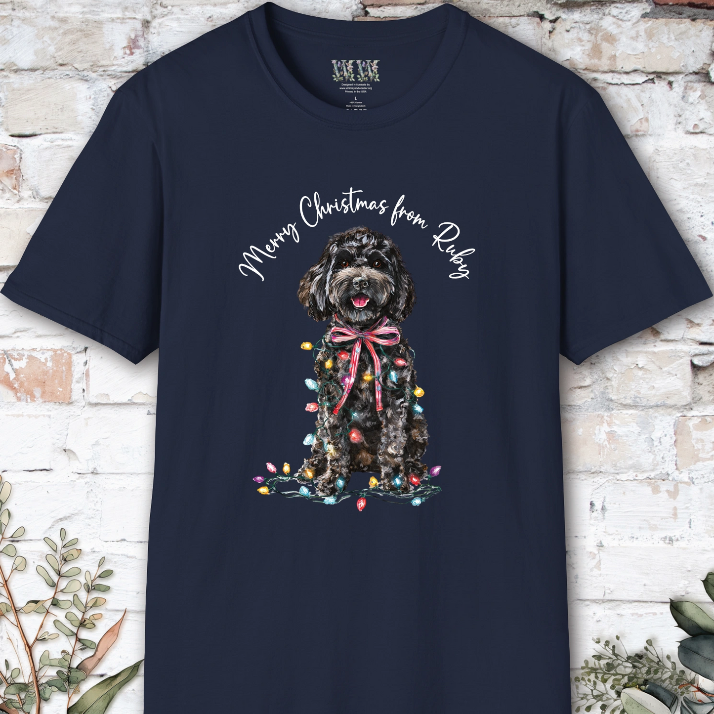 Cockapoo/Cavoodle Fairy Lights personalized Christmas T shirt.