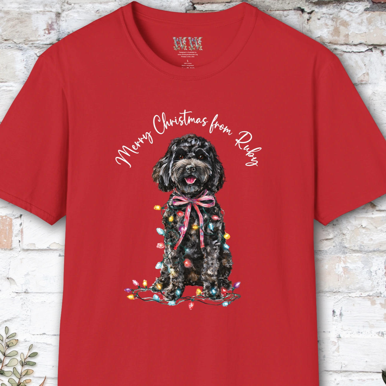 Cockapoo/Cavoodle Fairy Lights personalized Christmas T shirt.
