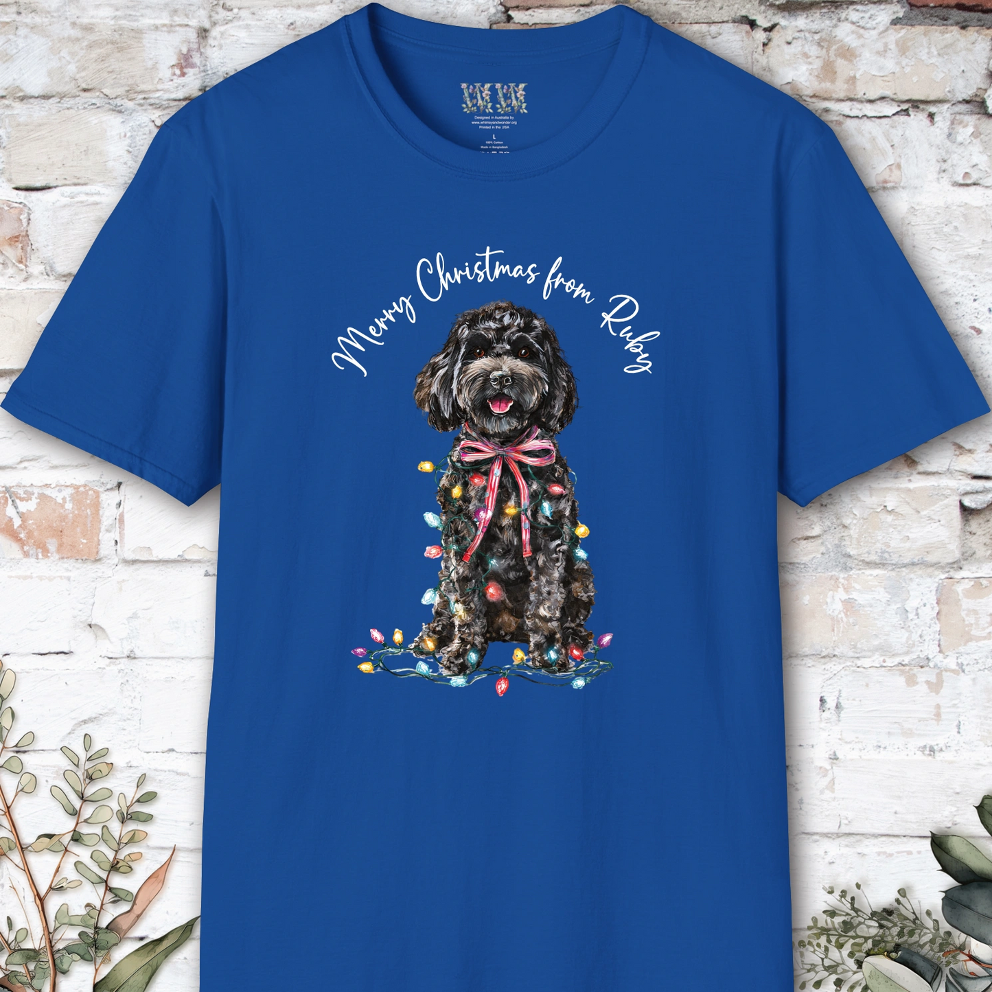 Cockapoo/Cavoodle Fairy Lights personalized Christmas T shirt.