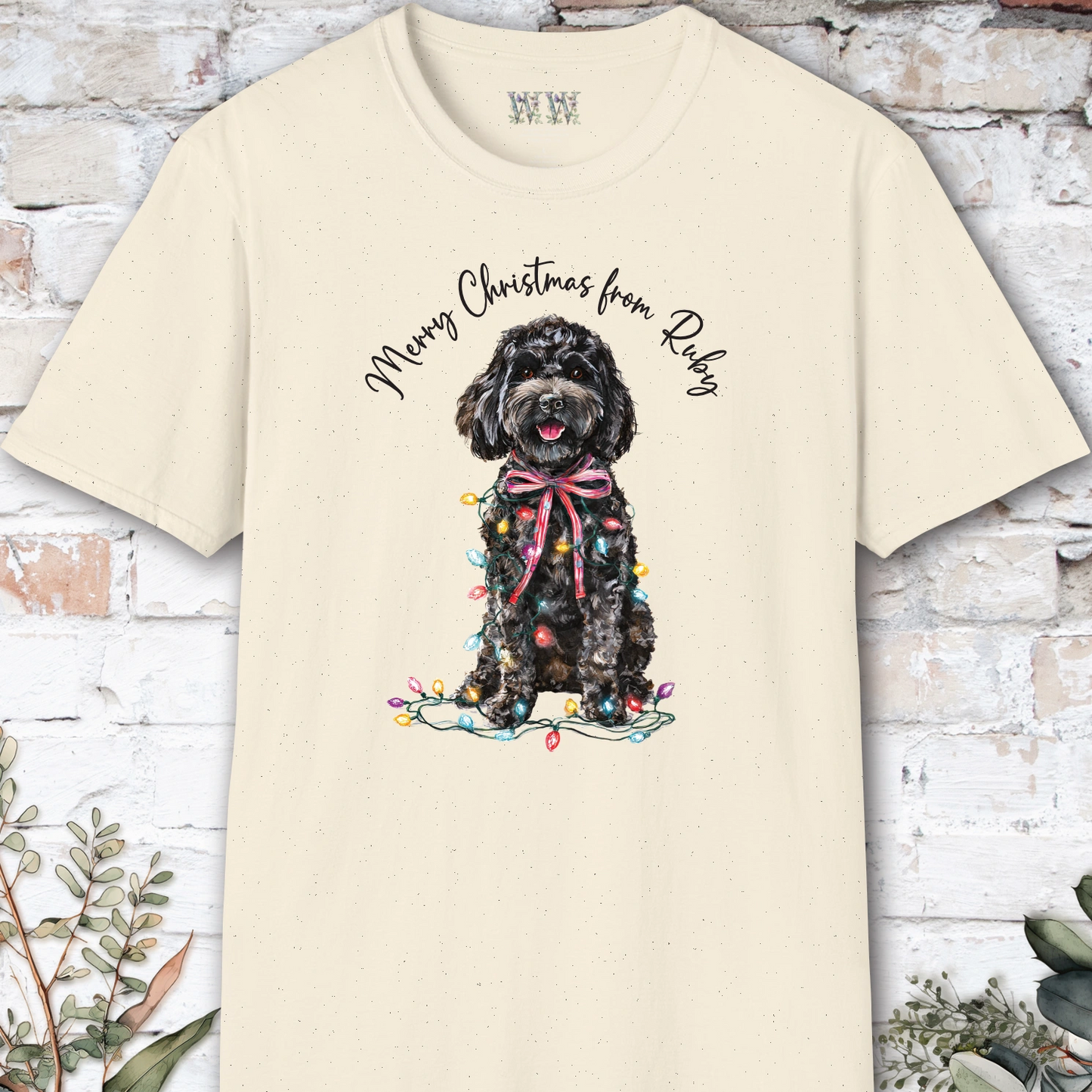 Cockapoo/Cavoodle Fairy Lights personalized Christmas T shirt.