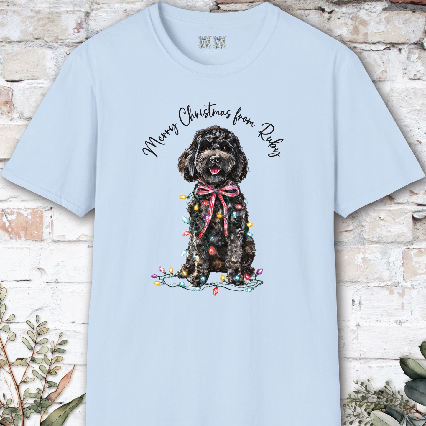 Cockapoo/Cavoodle Fairy Lights personalized Christmas T shirt.