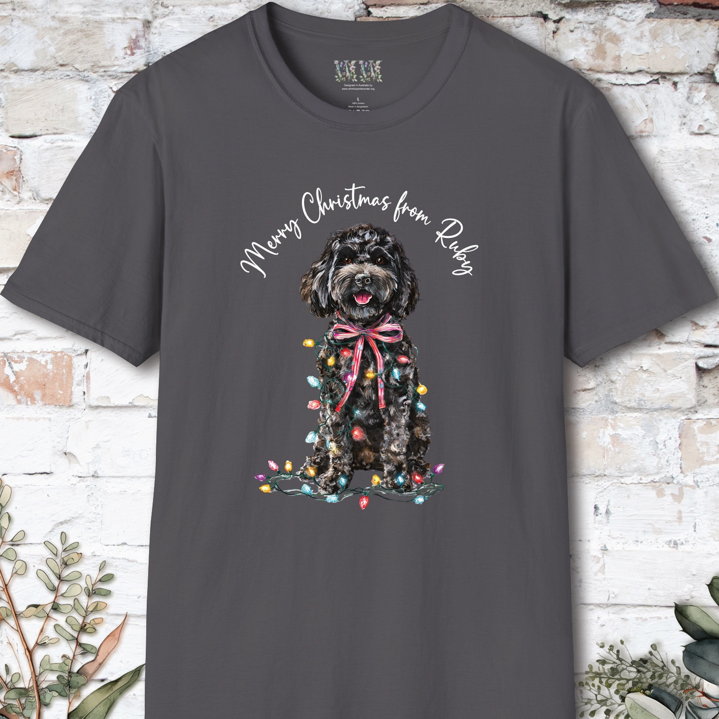 Cockapoo/Cavoodle Fairy Lights personalized Christmas T shirt.