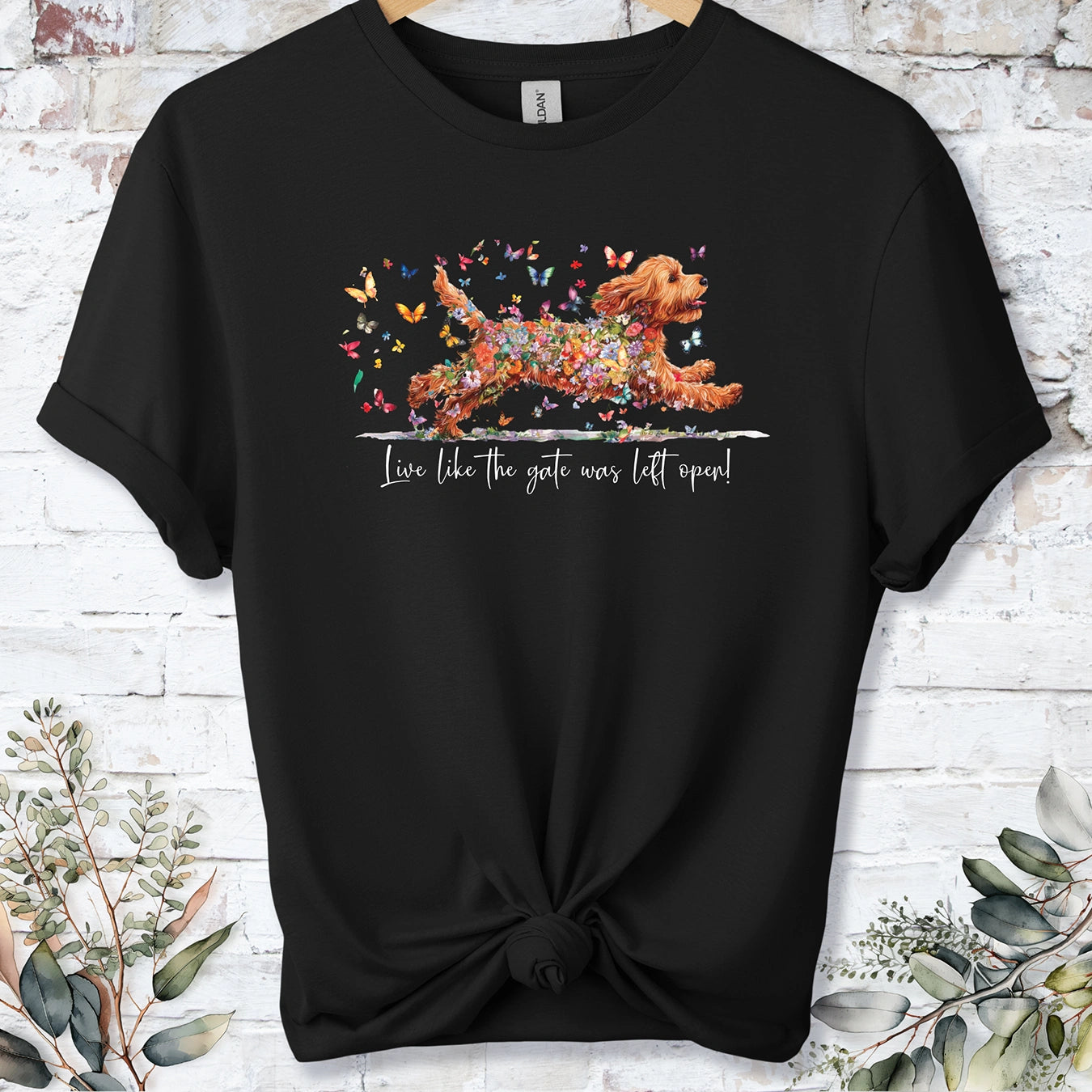 Cockapoo/Cavapoo/Cavoodle #2 'Live like the gate was left open' T shirt