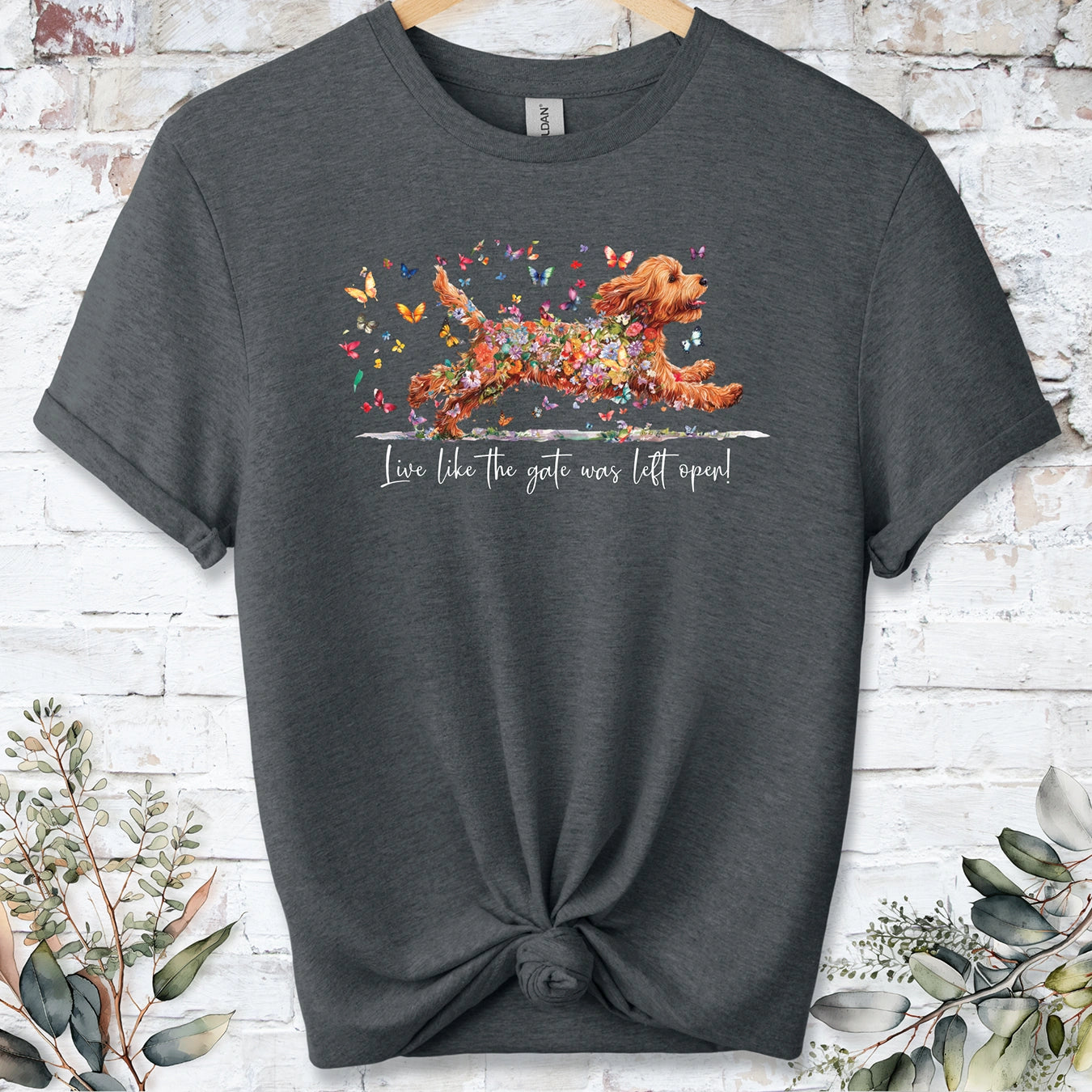 Cockapoo/Cavapoo/Cavoodle #2 'Live like the gate was left open' T shirt