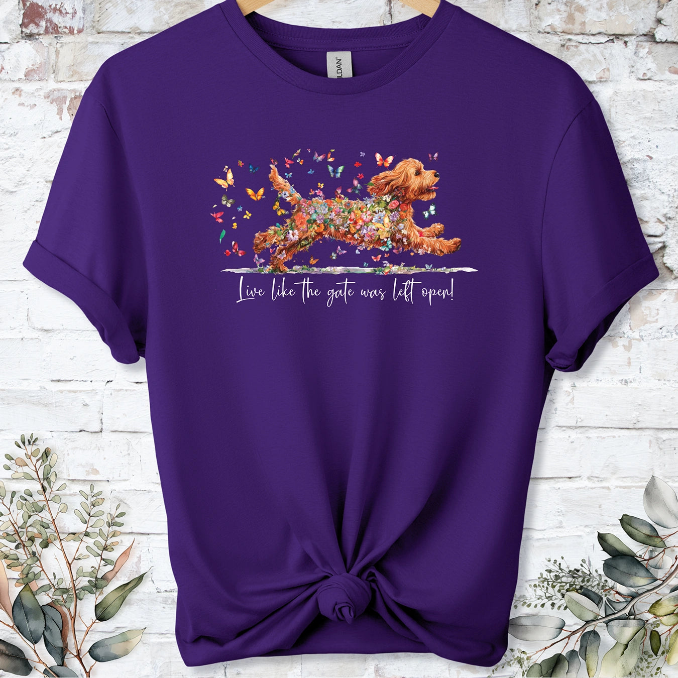 Cockapoo/Cavapoo/Cavoodle #2 'Live like the gate was left open' T shirt