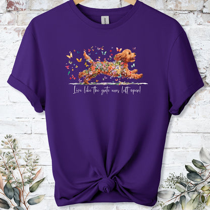 Cockapoo/Cavapoo/Cavoodle #2 'Live like the gate was left open' T shirt