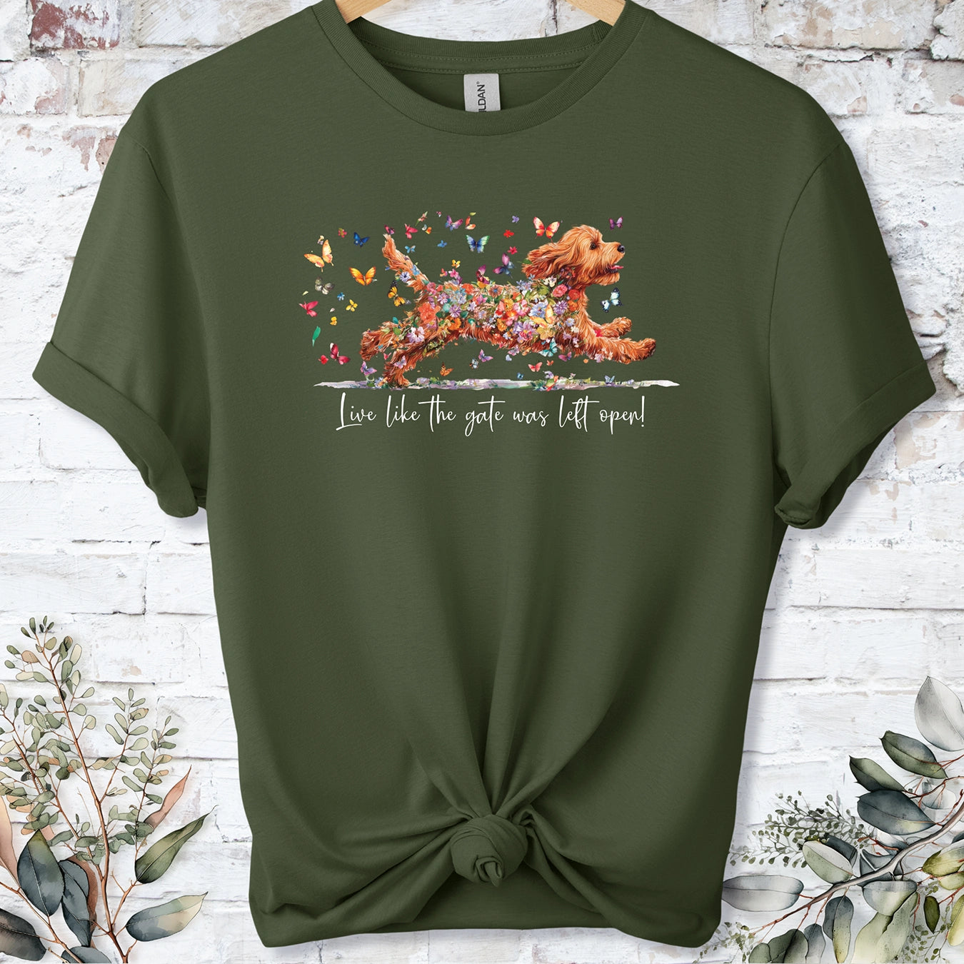 Cockapoo/Cavapoo/Cavoodle #2 'Live like the gate was left open' T shirt