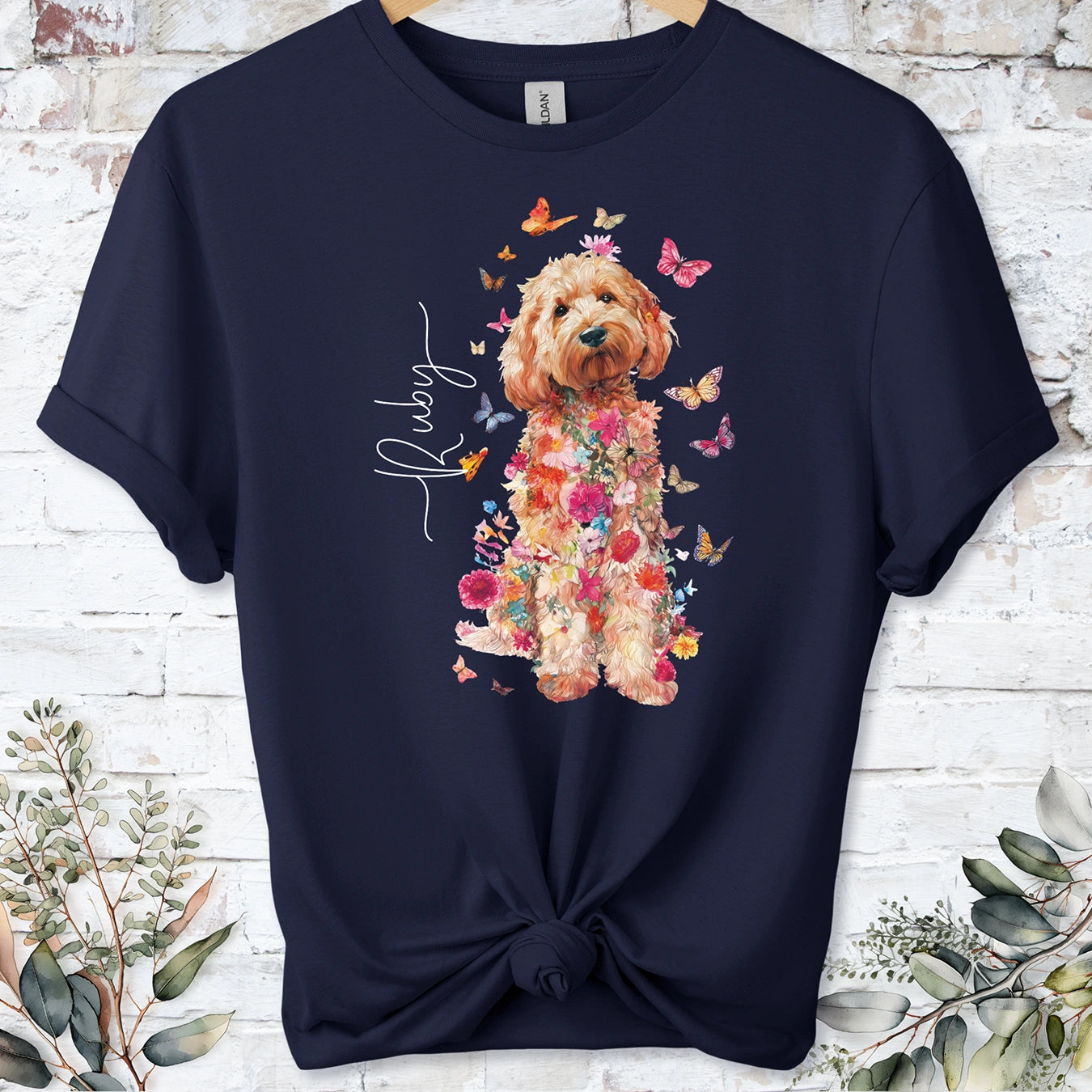 Cockapoo/Cavapoo/Cavoodle #7 Floral Personalized unisex T shirt