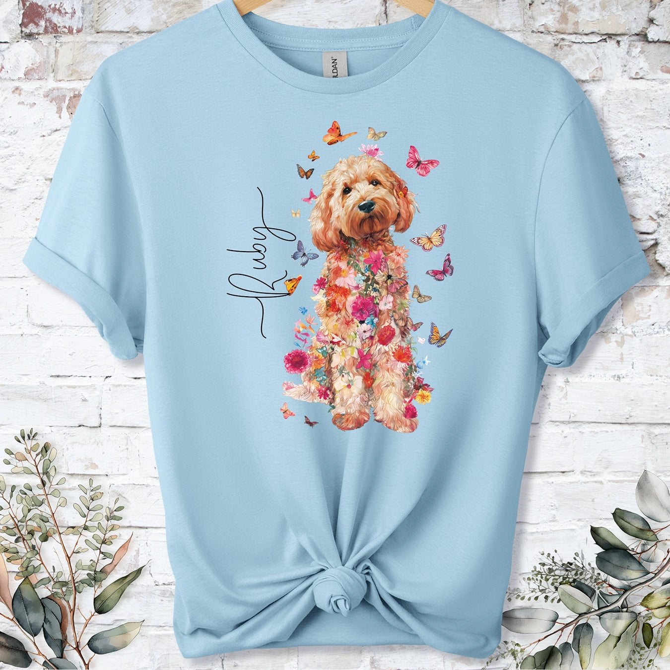 Cockapoo/Cavapoo/Cavoodle #7 Floral Personalized unisex T shirt
