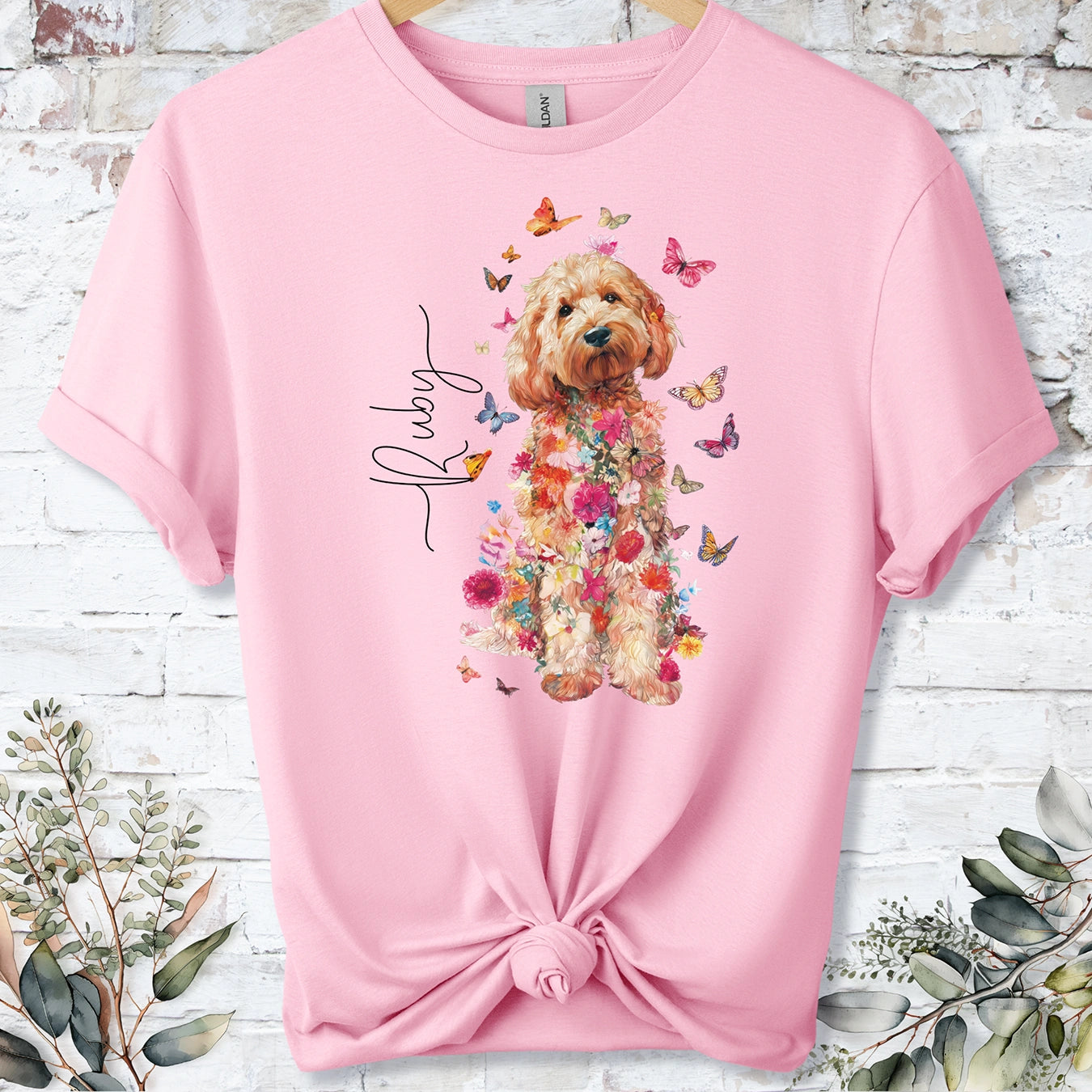 Cockapoo/Cavapoo/Cavoodle #7 Floral Personalized unisex T shirt