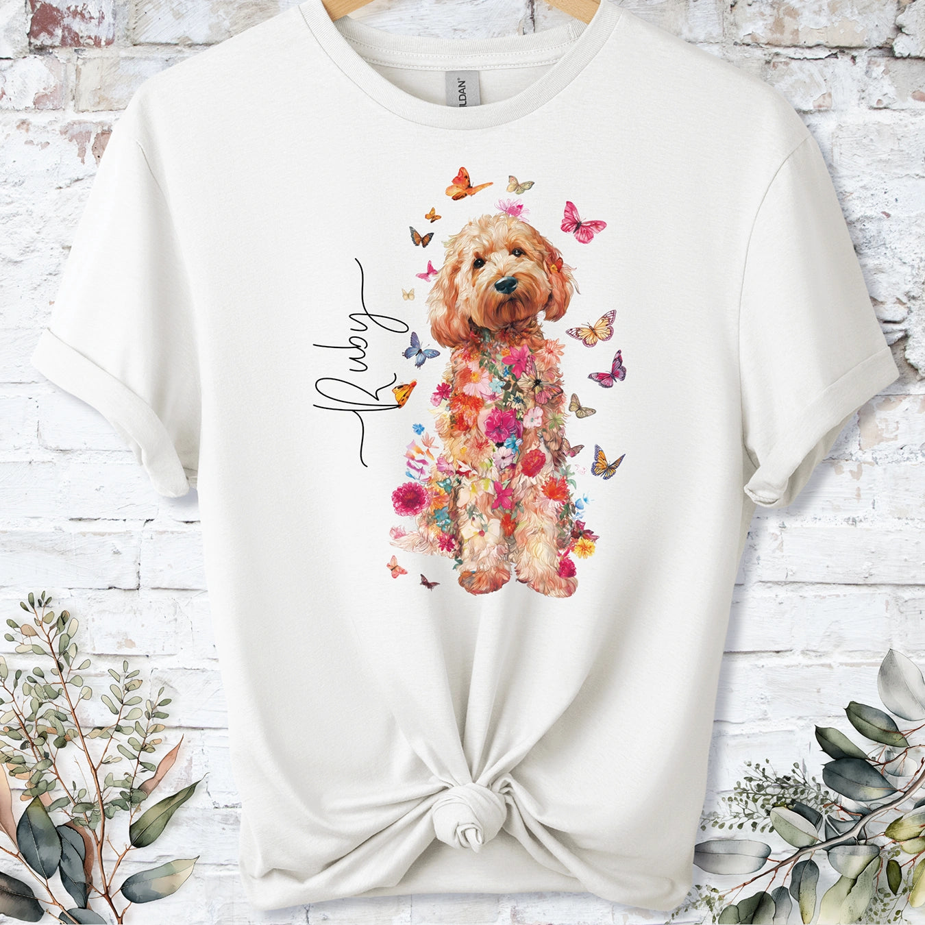 Cockapoo/Cavapoo/Cavoodle #7 Floral Personalized unisex T shirt