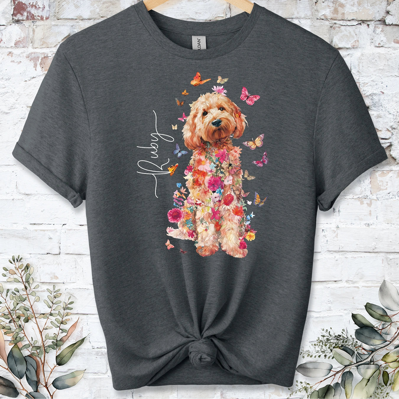 Cockapoo/Cavapoo/Cavoodle #7 Floral Personalized unisex T shirt