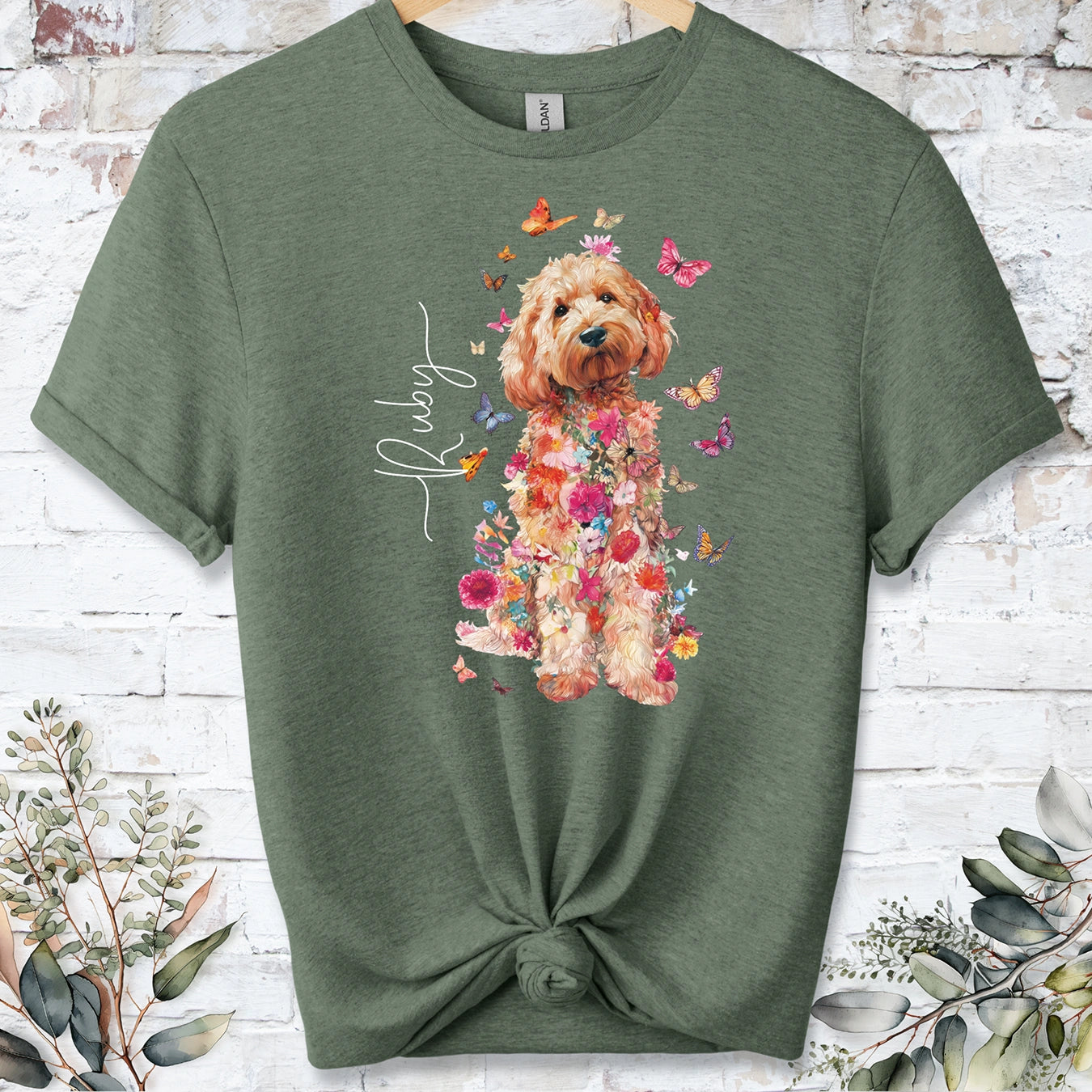 Cockapoo/Cavapoo/Cavoodle #7 Floral Personalized unisex T shirt