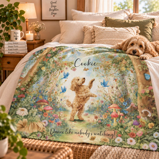 Cockapoo/Cavapoo/Cavoodle #1 Dancing Mystical Forest Personalised Blanket