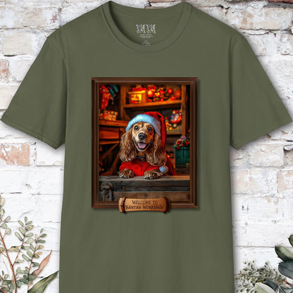 Cocker Spaniel Santa's Workshop Unisex T shirt