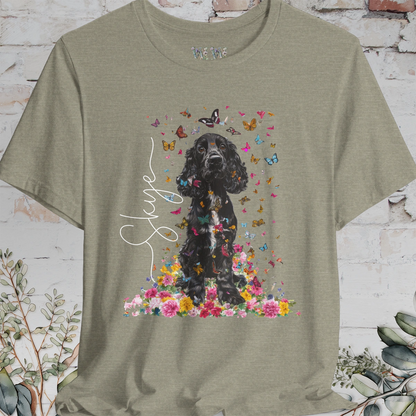 Black & White Cocker Spaniel Foral personalized T shirt