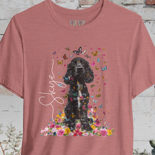 Black & White Cocker Spaniel Foral personalized T shirt