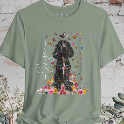 Black & White Cocker Spaniel Foral personalized T shirt