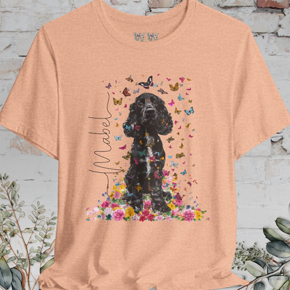 Black & White Cocker Spaniel Foral personalized T shirt
