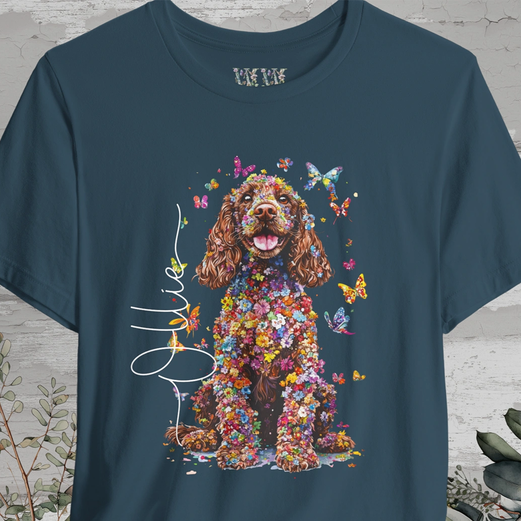 Cocker Spaniel Brown Floral Personalized T shirt