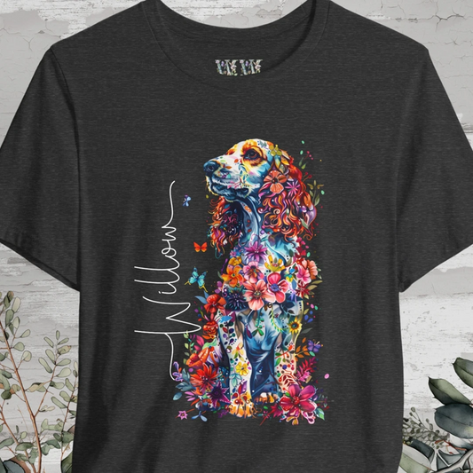 Cocker Spaniel Floral Personalized T shirt