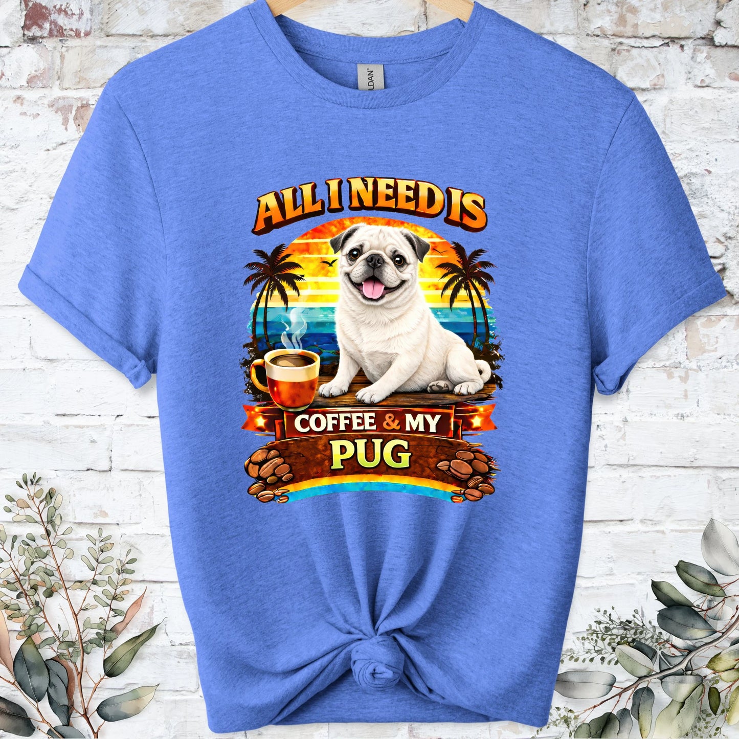 Coffee & Pug #1 Unisex T shirt