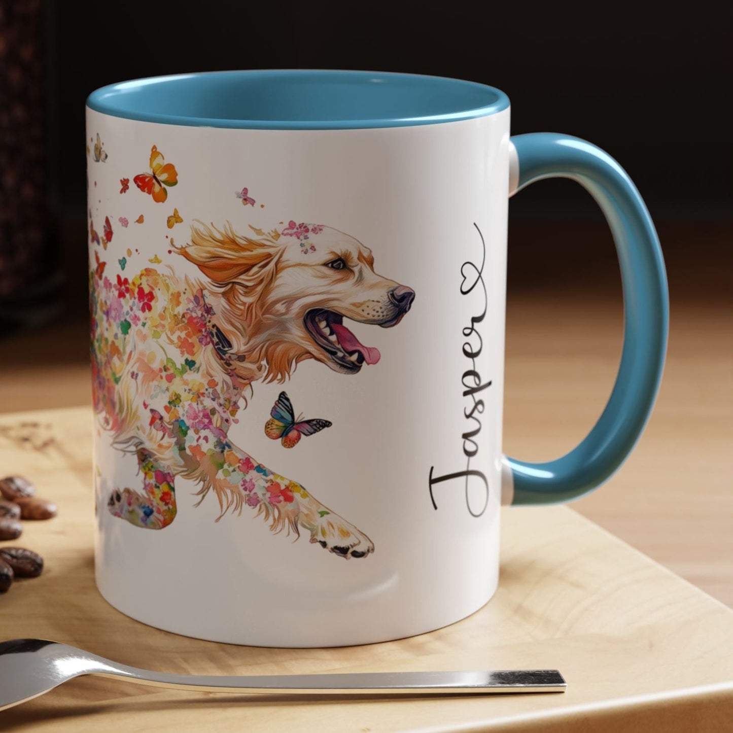 Golden Retriever running personalized colourful Mugs, 11oz